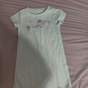 White Floral Graphic Nike T‑Shirt Dress